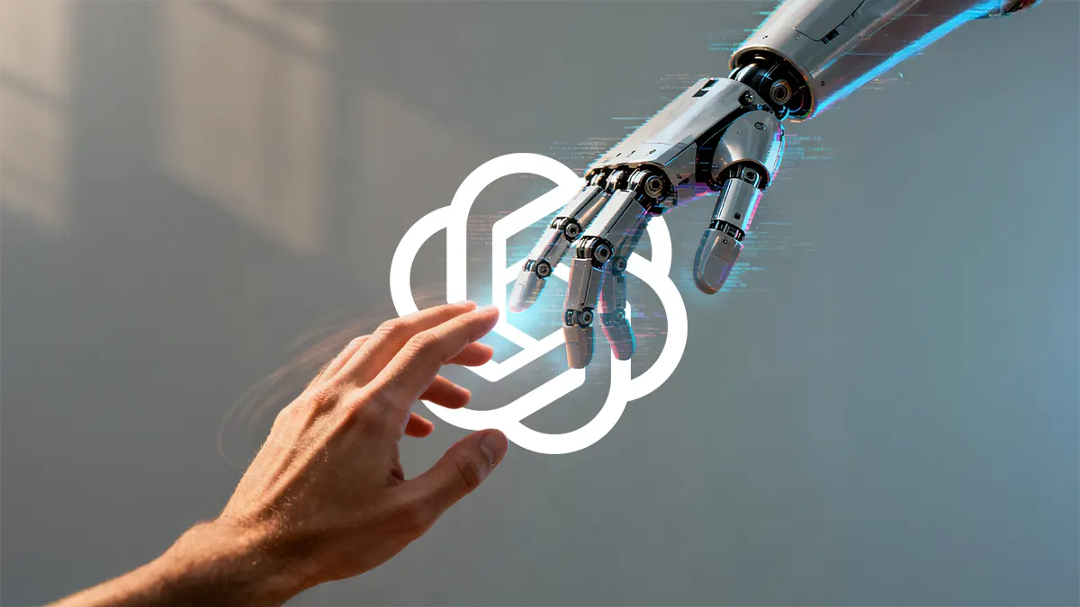 Eine Hand verliert die Hand von einem Roboter